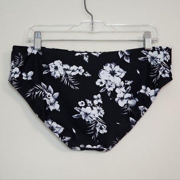 Niptuck Swim Black/Grey Floral Hibiscus High Waist Bikini Bottoms, Size 12 ~ NWT - Picture 4 of 9